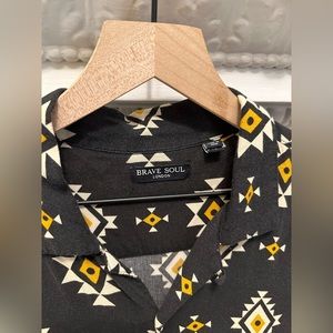 Brave Soul London Men’s Casual Camp Collar Southwestern Short Sleeve Shirt